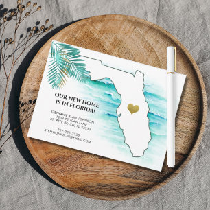 Bewegend naar Florida State Map Gold Heart New Hom Aankondiging