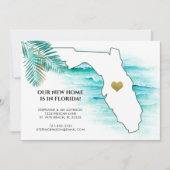 Bewegend naar Florida State Map Gold Heart New Hom Aankondiging (Voorkant)