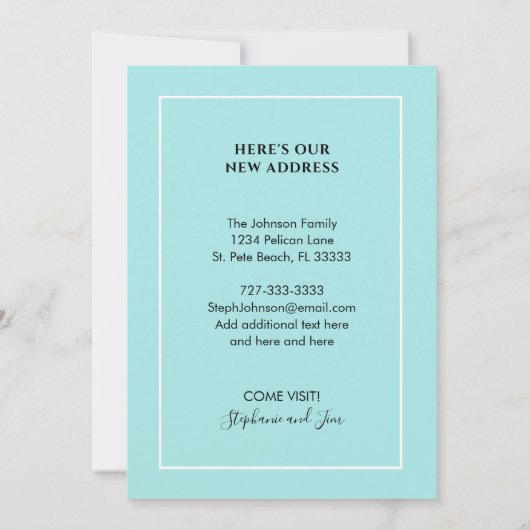 Bewegend naar Florida State Map Gold Heart New Hom Aankondiging (Achterkant)