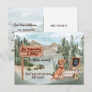 Bewegend Vizsla Dog Woodland Pines Nieuw Adres Aankondigingskaart