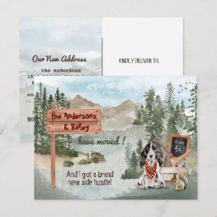 Bewegend zwart Cocker Spaniel Nieuw Adres         Aankondigingskaart