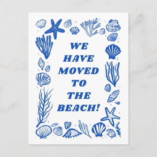 BEWEGENDE AANKONDIGING ADRES Blue Seashells Beach Briefkaart (Voorkant)