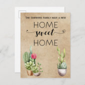 Bewegende aankondiging Adres Home Sweet Home Cactu (Voorkant / Achterkant)