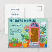 Bewegende aankondiging Adres Kleurrijke voordeur Briefkaart (Voorkant / Achterkant)