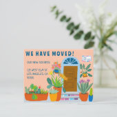 Bewegende aankondiging Adres Kleurrijke voordeur Briefkaart (Staand voorkant)