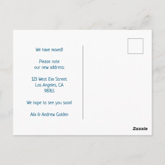 Bewegende aankondiging Adres Kleurrijke voordeur Briefkaart (Achterkant)