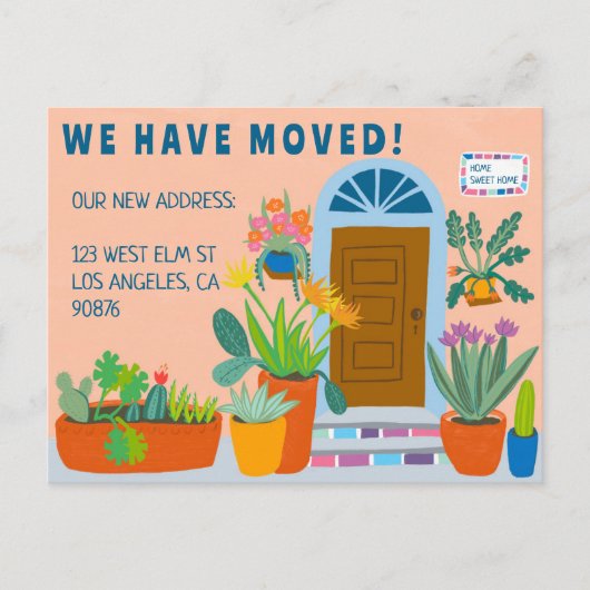 Bewegende aankondiging Adres Kleurrijke voordeur Briefkaart (Voorkant)