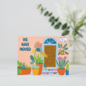 Bewegende aankondiging Adres Kleurrijke voordeur Briefkaart (Staand voorkant)