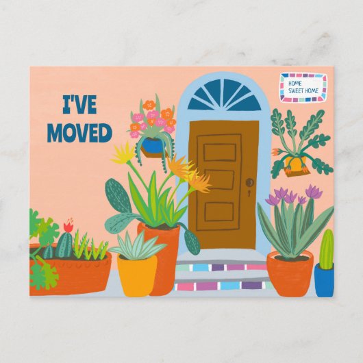Bewegende aankondiging Adres Kleurrijke voordeur Briefkaart (Voorkant)