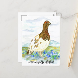 Bewegende aankondiging Alaska Willow Ptarmigan Bir Briefkaart