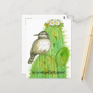 Bewegende aankondiging Arizona Cactus Wren Bird Briefkaart