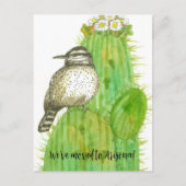 Bewegende aankondiging Arizona Cactus Wren Bird Briefkaart (Voorkant)