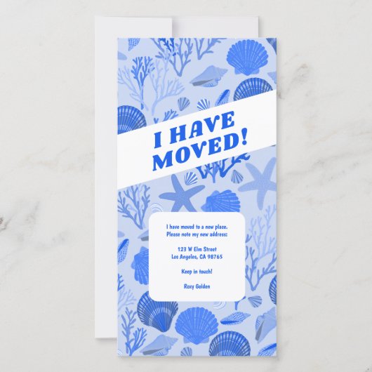 BEWEGENDE AANKONDIGING Blauwe Seashells Beach Tree (Voorkant)