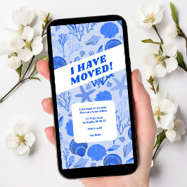 BEWEGENDE AANKONDIGING Blauwe Seashells Beach Tree