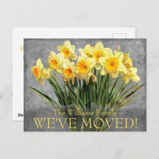 Bewegende Aankondiging Bloemen Geel Daffodil Briefkaart (Voorkant / Achterkant)