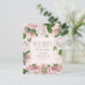 Bewegende Aankondiging  Blush Pink Roses Briefkaart (Staand voorkant)