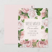 Bewegende Aankondiging  Blush Pink Roses Briefkaart (Voorkant / Achterkant)