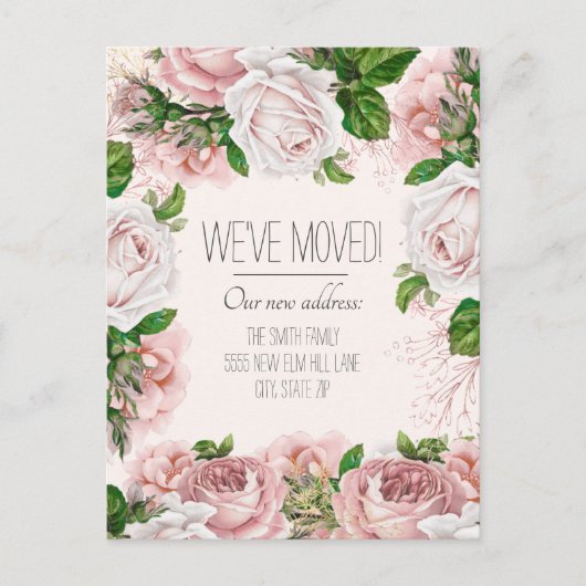 Bewegende Aankondiging  Blush Pink Roses Briefkaart (Voorkant)