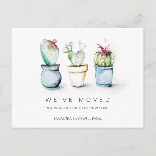 Bewegende Aankondiging Briefkaarten Waterverf Cact (Voorkant)