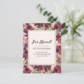 Bewegende aankondiging Burgundy Blush Pink Floral Briefkaart (Staand voorkant)