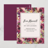 Bewegende aankondiging Burgundy Blush Pink Floral Briefkaart (Voorkant / Achterkant)