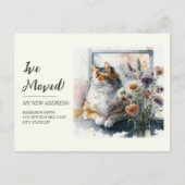 Bewegende aankondiging Calico Cat Daisies Lavender Briefkaart (Voorkant)