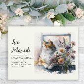 Bewegende aankondiging Calico Cat Daisies Lavender Briefkaart