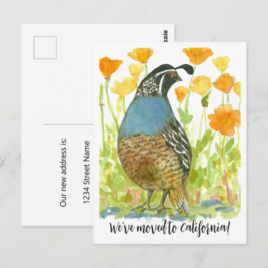 Bewegende aankondiging California Quail Poppies Briefkaart (Voorkant / Achterkant)
