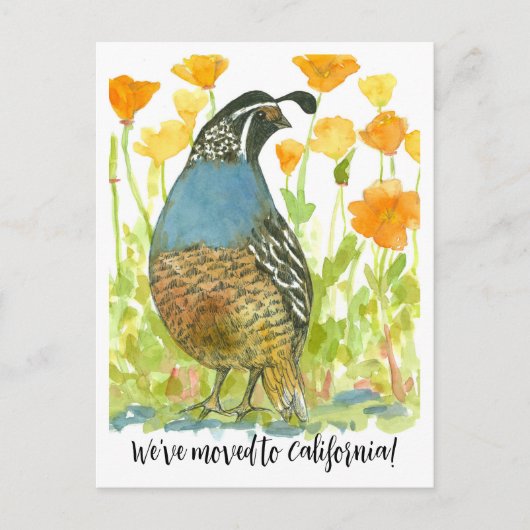 Bewegende aankondiging California Quail Poppies Briefkaart (Voorkant)