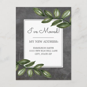 Bewegende Aankondiging  Chalkboard Green Leaf Briefkaart