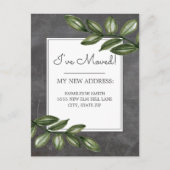 Bewegende Aankondiging  Chalkboard Green Leaf Briefkaart (Voorkant)