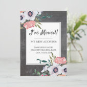 Bewegende aankondiging Chalkboard Roze White Flora (Staand voorkant)