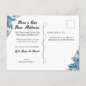 Bewegende Aankondiging Chic Roos Gold-Blue Eucalyp Briefkaart (Achterkant)