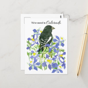Bewegende aankondiging Colorado Bunting Columbine Briefkaart