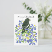 Bewegende aankondiging Colorado Bunting Columbine Briefkaart (Staand voorkant)