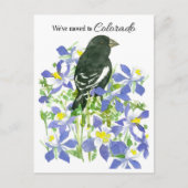 Bewegende aankondiging Colorado Bunting Columbine Briefkaart (Voorkant)