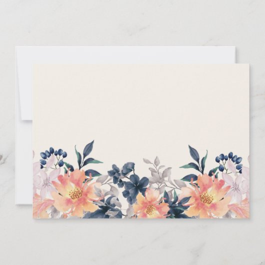 Bewegende aankondiging Coral Pink Blue Floral (Achterkant)