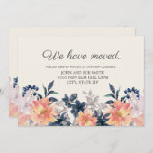 Bewegende aankondiging Coral Pink Blue Floral (Voorkant / Achterkant)