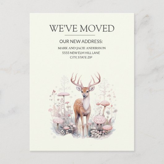 Bewegende Aankondiging Deer Antlers Forest Briefkaart (Voorkant)