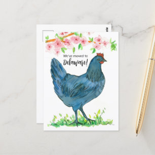 Bewegende aankondiging Delaware Blue Hen Chicken Briefkaart