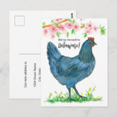 Bewegende aankondiging Delaware Blue Hen Chicken Briefkaart (Voorkant / Achterkant)