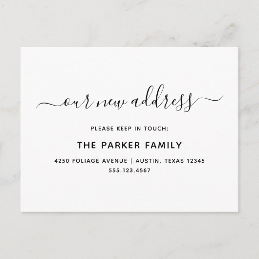 Bewegende aankondiging | Eenvoudig script Briefkaart (Voorkant)