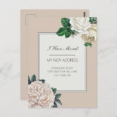 Bewegende aankondiging Elegant  White Floral Briefkaart (Voorkant / Achterkant)