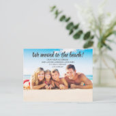 Bewegende Aankondiging Familie Foto Beach Briefkaart (Staand voorkant)