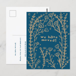 Bewegende Aankondiging Floral Lijst Sketch Doodle Briefkaart