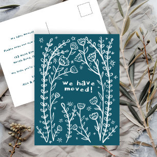Bewegende Aankondiging Floral Lijst Sketch Doodle Briefkaart