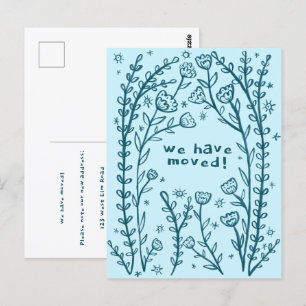 Bewegende Aankondiging Floral Lijst Sketch Doodle Briefkaart