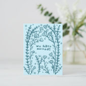 Bewegende Aankondiging Floral Lijst Sketch Doodle Briefkaart (Staand voorkant)