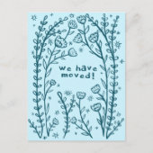 Bewegende Aankondiging Floral Lijst Sketch Doodle Briefkaart (Voorkant)