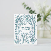 Bewegende Aankondiging Floral Lijst Sketch Doodle Briefkaart (Staand voorkant)